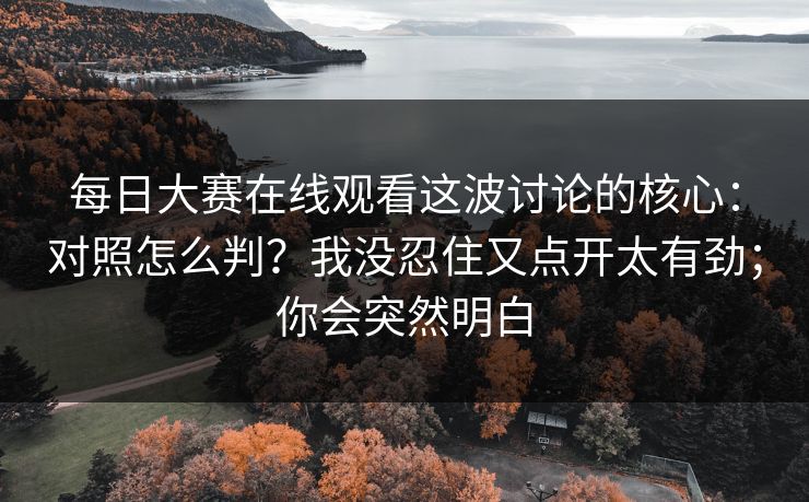 每日大赛在线观看这波讨论的核心：对照怎么判？我没忍住又点开太有劲；你会突然明白  第1张