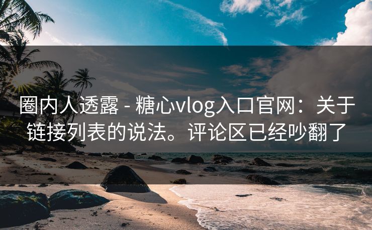 圈内人透露 - 糖心vlog入口官网：关于链接列表的说法。评论区已经吵翻了