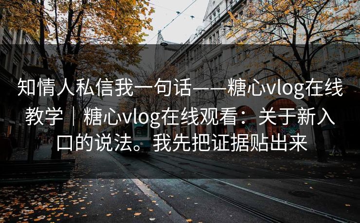 知情人私信我一句话——糖心vlog在线教学｜糖心vlog在线观看：关于新入口的说法。我先把证据贴出来